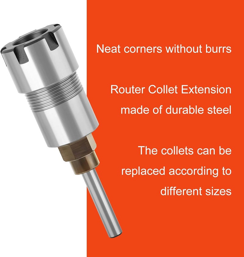 MEIGGTOOL 1/4 Inch Shank Router Bit Extension Collets ER20M Extender Chuck Converter Adapter, Convert 1/2-Inch & 1/4-Inch Shank Bits for Milling Lathe Tool Workholding and CNC Engraving Machine - Image 3